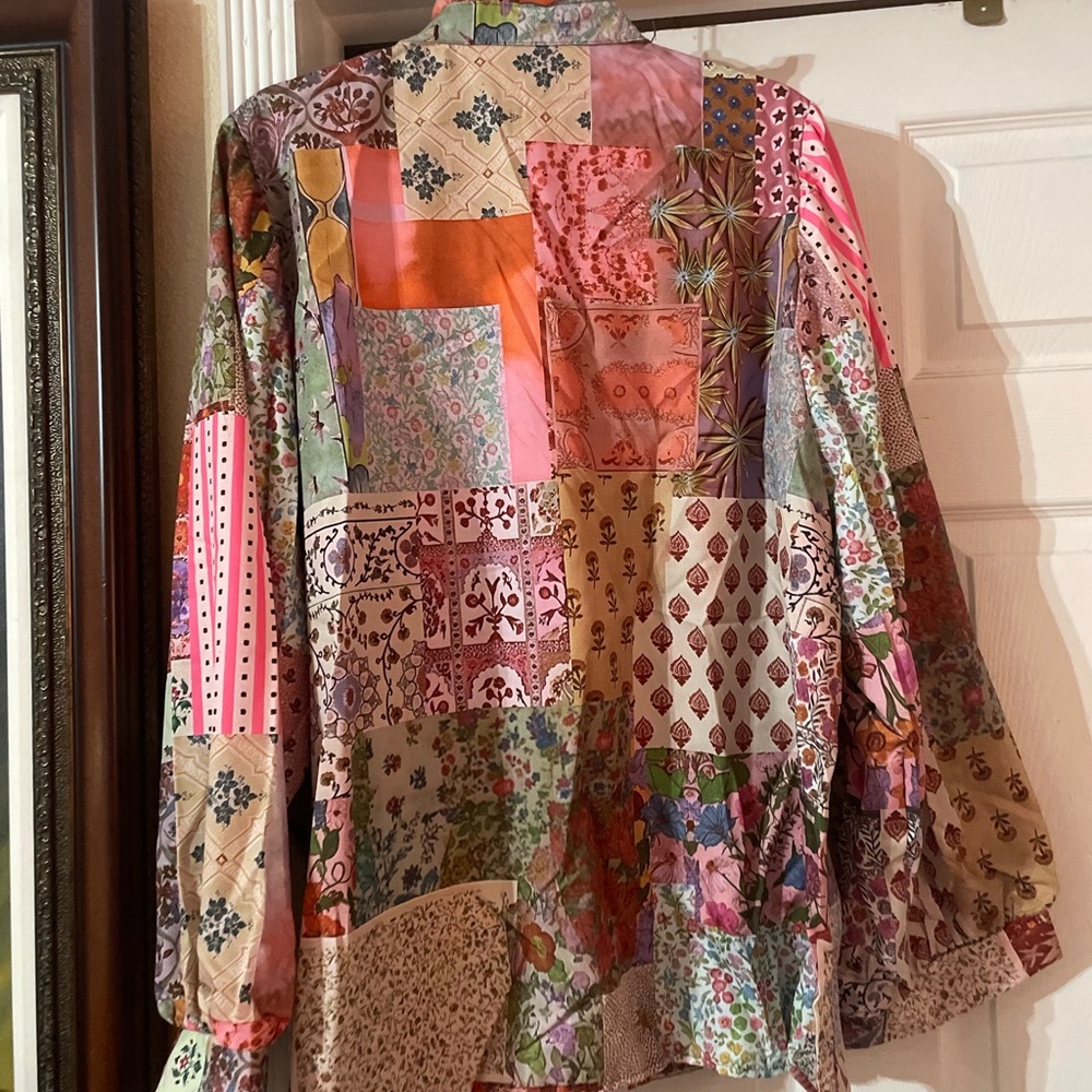 Boutique Nwt Multicolor Patchwork Blouse Size 5x … - image 5
